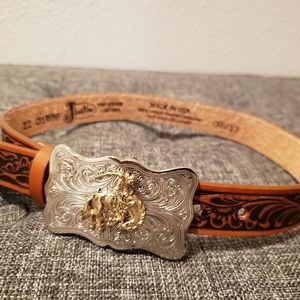 Justin Tooled Leather Belt & Buckle